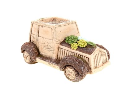 Auto - dekorace z magnesia, obal na květiny, imitace dřeva (Barva Béžová)