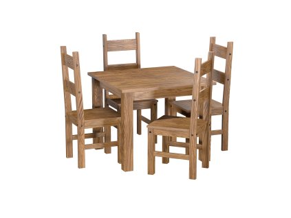 Jídelní stůl 92x92 + 4 židle EL DORADO dub antik