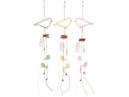 Ptáček - dřevěná girlanda , mix 4 barev, cena za 1 ks (Barva Vícebarevná)