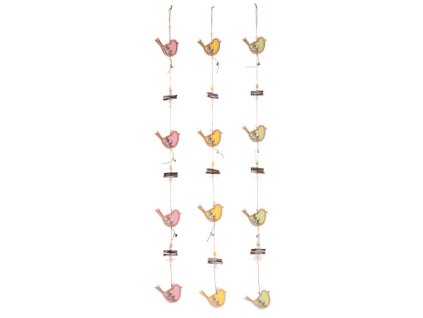 Ptáčci - dřevěná girlanda, mix 3 barev, cena za 1 ks (Barva Vícebarevná)