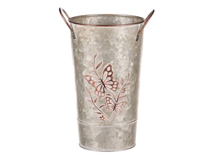 Kovová váza, design s motýly. (Barva Hnědá)