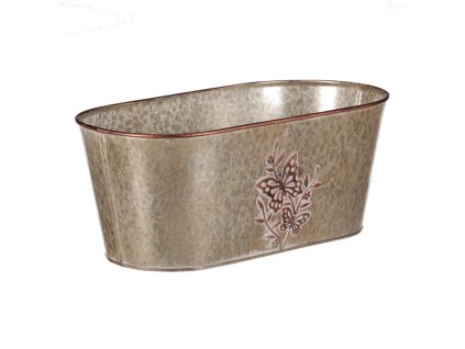 Kovový truhlík, design s motýly. (Barva Hnědá)