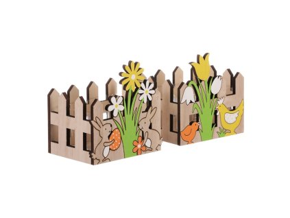 Plot se zajíci - dřevo, na aranžování, mix 2 barev, cena za 1 ks (Barva Přírodní)