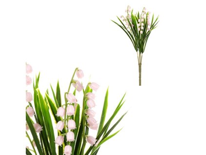 Konvalinky - umělý trs, barva růžová (Barva Růžová)