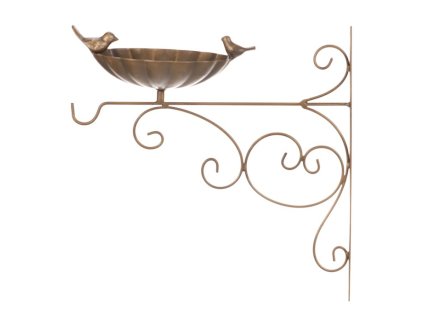 Krmítko/pítko - nástěnné, kovové, s ptáčky, měděné (Barva Měděná)
