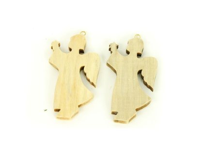Anděl - dřevěná ozdoba, přírodní, cena za balení (2 ks) (Barva Hnědá)
