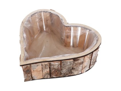 Obal aranžérský - dřevěný, tvar srdce, barva přírodní (Barva Přírodní)