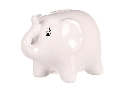Slon - keramická kasička, barva bílá (Barva Bílá)