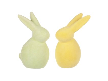 Zajíc keramický - semišový povrch, mix 2 barev, cena za 1 ks (Barva Zelená)