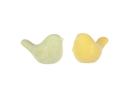 Ptáček keramický - semišový povrch, mix 2 barev, cena za 1 ks (Barva Zelená)