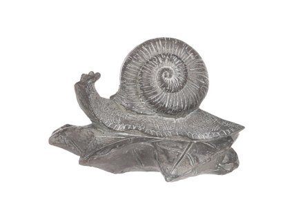 Šnek na listu - polyresinová dekorace, barva šedá (Barva Šedá)