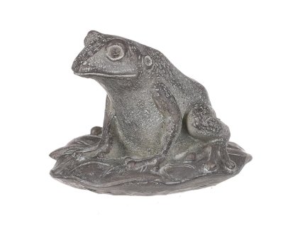 Žába na listu - polyresinová dekorace, barva šedá (Barva Šedá)