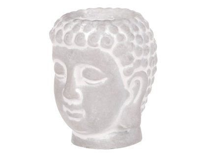 Buddha - betonová hlava, svícen, barva šedá (Barva Šedá)