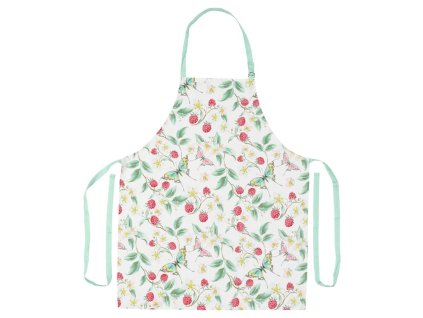 Zástěra kuchyňská, maliny. 100% bavlna. (Barva Červená)