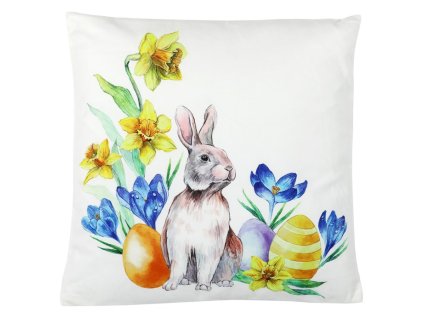 Polštář s výplní, velikonoční motiv, samet, 45 x 45 cm. (Barva Vícebarevná)