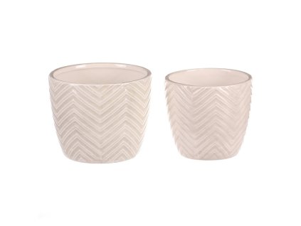 Obal na květiny - keramika, krémový, cena za sadu 2 ks (Barva Krémová)