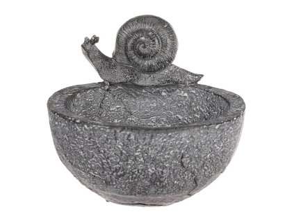 Krmítko/pítko - polyresin, miska se šnekem, šedé (Barva Šedá)