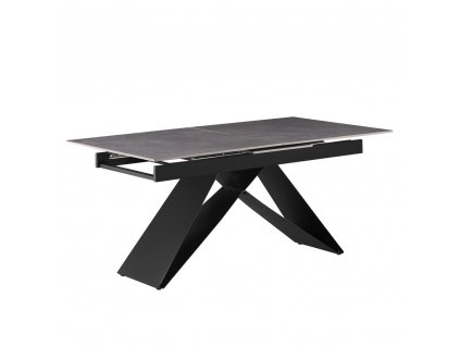 Jídelní rozkládací stůl, beton/černá, 160-200x90 cm, MAJED