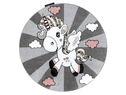 Dětský kusový koberec Petit Unicorn grey kruh (Rozměry koberců 160x160 (průměr) kruh)