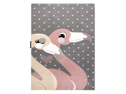 Dětský kusový koberec Petit Flamingos hearts grey (Rozměry koberců 120x170)