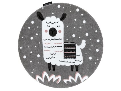 Dětský kusový koberec Petit Lama grey kruh (Rozměry koberců 140x140 (průměr) kruh)