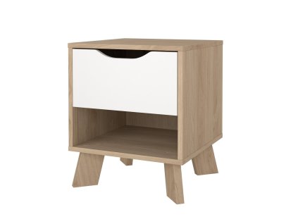 Moderní noční stolek Iker 704 Jackson Hickory/Bílá, skandinávský design
