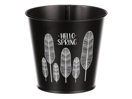 Obal kovový - kulatý s peříčky, barva černá (Barva Černá)