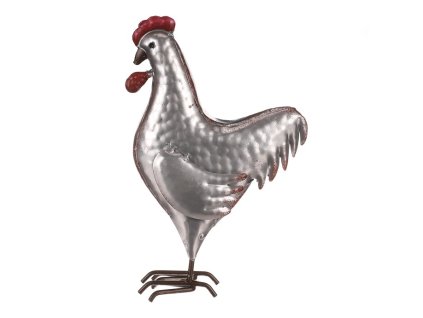 Kohout - kovová dekorace, barva stříbrná (Barva Stříbrná)