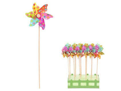 Větrník plastový - barevné puntíky, mix barev, cena za 1 ks. (Barva Vícebarevná)