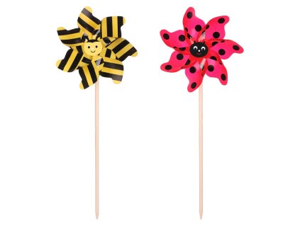 Větrník plastový - včelka a beruška, cena za 1 ks. (Barva Červená)