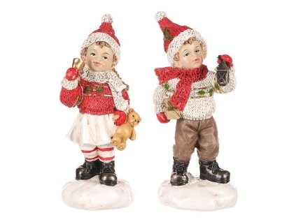 Děti v červeném - polyresin, stojící, mix 2, cena za 1 ks (Barva Červená)