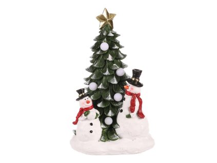 Vánoční stromek se sněhuláky - plast/polyresin, LED osvětlení (Barva Bílá)