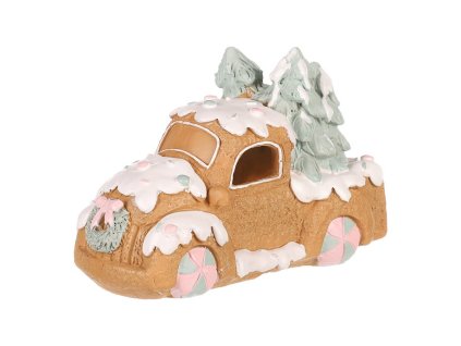 Auto perníkové - polyresin, zdobené, LED osvětlení (Barva Hnědá)