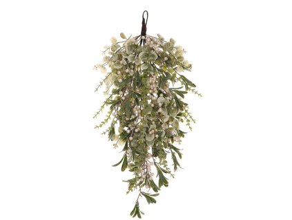 Listí a bobule - umělý závěs, zeleno-bílý, s perletí (Barva Zelená)