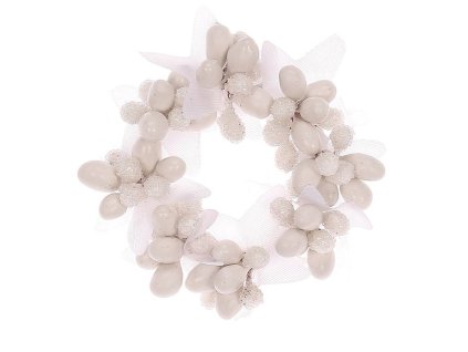 Věneček mini z bobulí, barva bílá. (Barva Bílá)