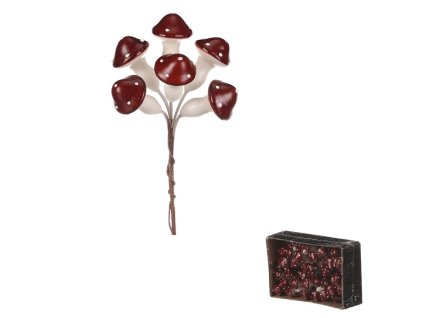 Houby na drátku, barva bordó, cena za balení (48 ks) (Barva Červená)