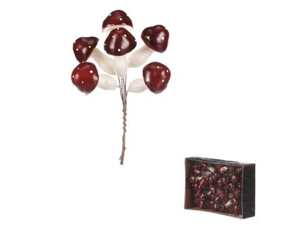 Houby na drátku, barva bordó, cena za balení (36 ks) (Barva Červená)