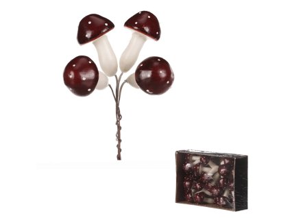 Houby na drátku, barva bordó, cena za balení (24 ks) (Barva Červená)