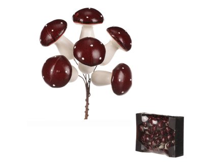 Houby na drátku, barva bordó, cena za balení (30 ks) (Barva Červená)