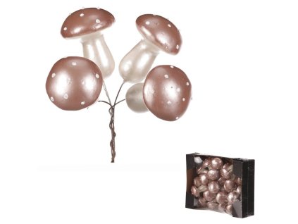 Houby na drátku, barva růžová perleť, cena za balení (24 ks) (Barva Růžová)