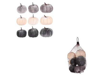 Dýně plastová s látkou, mix 3 barev, cena za balení (9 ks) (Barva Šedá)