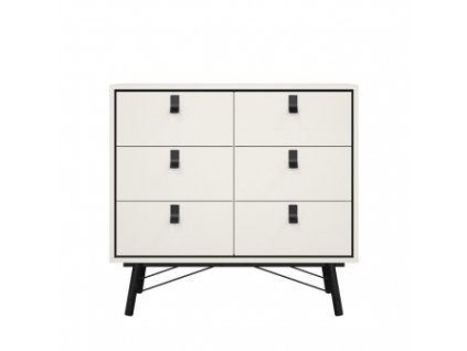 Bílá malá komoda Rain 6s FALCO s kovovými nohami, 95x102x40 cm