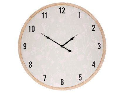 Hodiny nástěnné - pr. 58 cm, MDF, jemný květinový vzor (Barva Zelená)