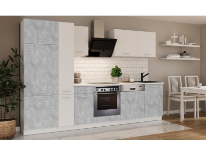 Kuchňská linka Todor 300 beton/bílá + PD 210 bílá