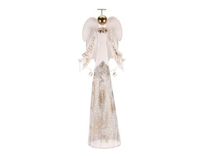 Anděl kovový s rolničkami - na postavení, vel. XL, bílý (Barva Bílá)