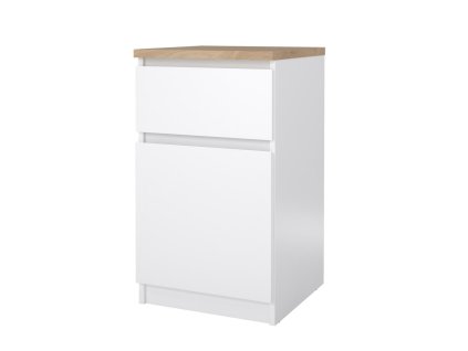 Noční stolek Simplicity 221 - bílý lesk, jackson hickory, 70 cm