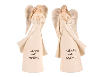 Anděl s nápisem - polyresin, mix 2 druhů, béžový, cena za 1 ks (Barva Béžová)