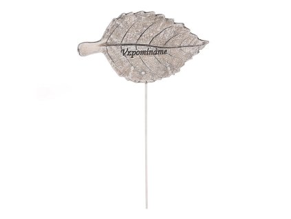 Lístek s nápisem - zápich, polyresin, šedý (Barva Šedá)