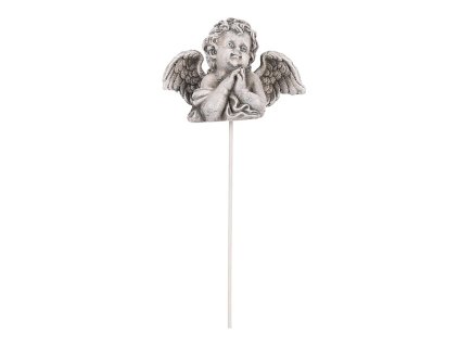 Anděl - pietní zápich, polyresin, šedý (Barva Šedá)