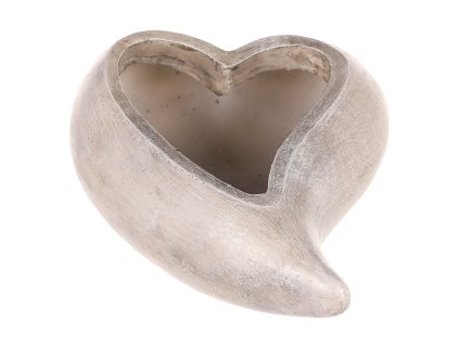 Obal květinový pietní - tvar srdce, polyresin, šedý (Barva Šedá)